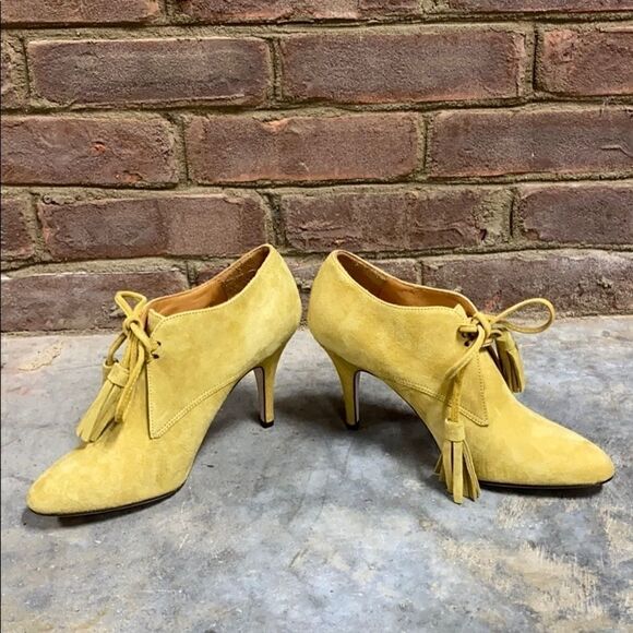 Bettye Muller Mustard Roxy Suede Nettario Heeled Bootie - Picture 4 of 9